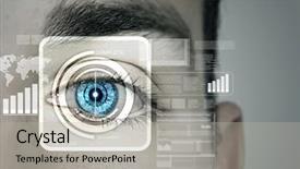  Presentation with recognition - Slide deck with vegi - female supermarket clerk filling up background and a  colored foreground.