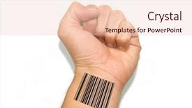  Presentation with background - Colorful presentation enhanced with laser tag - barcoded hand on white background backdrop and a lemonade colored foreground