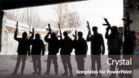  Presentation with guns - Beautiful presentation theme featuring laser tag - eight unrecognizable young people backdrop and a dark gray colored foreground