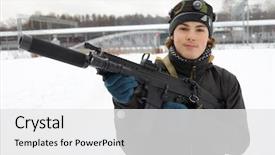  Presentation with managing finances during college - Presentation consisting of lasertag game outdoor at winter background and a white colored foreground