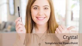  Presentation with eyelashes - Amazing PPT theme having lashes - beautiful young woman putting lash backdrop and a coral colored foreground