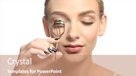  Presentation with woman in maze - Beautiful slide deck featuring lashes - beautiful young woman with eyelash backdrop and a coral colored foreground