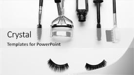  Presentation with eyelashes - Beautiful slides featuring lashes - composition with curler and false backdrop and a light gray colored foreground