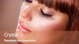  Presentation with dark vampire mouth makeup fashion - PPT theme consisting of lashes - fashion makeup perfect skin background and a coral colored foreground