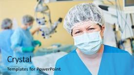  Presentation with ophthalmologist - Beautiful presentation theme featuring lasik surgery - doctor ophthalmologist surgeon in operation backdrop and a light blue colored foreground