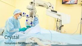  Presentation with operation room - PPT theme having lasik surgery - surgeon doctors in operation room background and a light blue colored foreground