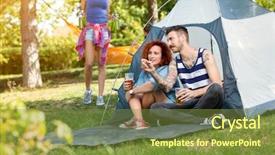  Presentation with summer camp - Slide set featuring lassie sits and drinks beer background and a tawny brown colored foreground