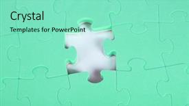  Presentation with last - Audience pleasing presentation theme consisting of last piece of jigsaw puzzle backdrop and a seafoam green colored foreground