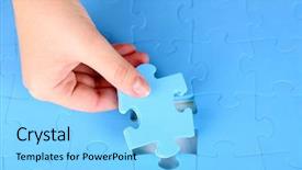  Presentation with last piece of puzzle - PPT theme enhanced with last piece of jigsaw puzzle background and a light blue colored foreground