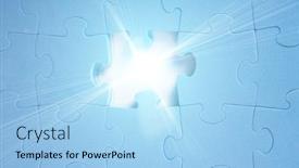  Presentation with last - Audience pleasing PPT layouts consisting of last piece of jigsaw puzzle close-up backdrop and a light blue colored foreground