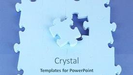  Presentation with last - PPT theme with last piece of jigsaw puzzle close-up on blue background background and a sky blue colored foreground