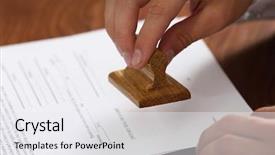  Presentation with public document - Audience pleasing presentation consisting of last testament - notary public in office stamping backdrop and a white colored foreground