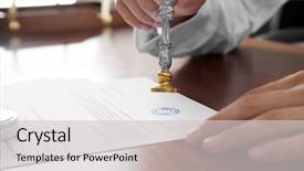  Presentation with notary - PPT layouts with last testament - notary public in office stamping background and a light gray colored foreground