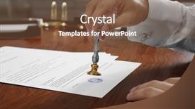  Presentation with public document - Audience pleasing PPT layouts consisting of last testament - notary public in office stamping backdrop and a tawny brown colored foreground