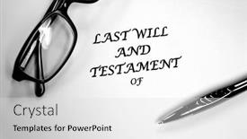  Presentation with last - Presentation design having last-will-and-testament-document background and a light gray colored foreground