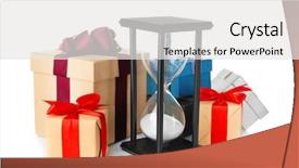  Presentation with white christmas - Slide deck featuring last year - hourglass and gifts on white background and a white colored foreground