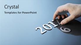  Presentation with number - Audience pleasing presentation consisting of last year - man making number 2017 using backdrop and a light blue colored foreground