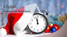  Presentation with clock countdown - Colorful slide set enhanced with last year - retro alarm clock with santa backdrop and a light blue colored foreground