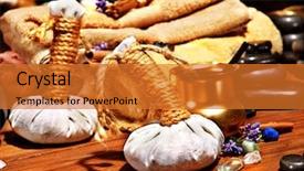  Presentation with spa - PPT theme enhanced with lastone ayurvedic spa massage still background and a gold colored foreground