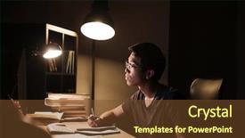  Presentation with asian - Presentation theme consisting of late - concentrated asian young man background and a tawny brown colored foreground