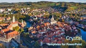  Presentation with fairy tale - Presentation design featuring late-afternoon-aerial-view background and a ocean colored foreground