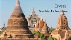  Presentation with myanmar bagan - Presentation featuring late-afternoon-sun-shines background and a light blue colored foreground