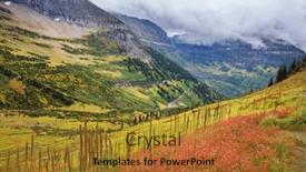  Presentation with season - Colorful presentation design enhanced with late autumn season in mountains backdrop and a gold colored foreground