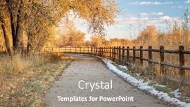  Presentation with cottonwood trees - Slide set featuring late fall scenery on a bike trail with cottonwood trees - poudre river trail in northern colorado background and a gray colored foreground