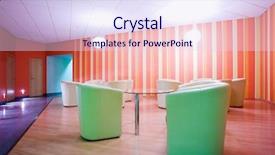  Presentation with cafe - Slide set featuring late night club - armchairs in cafe empty interior background and a sky blue colored foreground