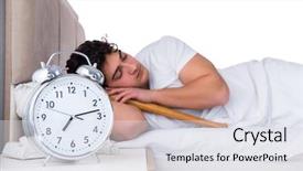  Presentation with insomnia - Slide set featuring late night club - man in bed suffering background and a  colored foreground