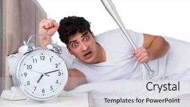  Presentation with insomnia - PPT layouts enhanced with late night club - man in bed suffering background and a  colored foreground