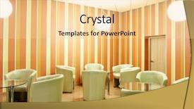  Presentation with lobby - Beautiful presentation theme featuring late night club - modern interior of the lobby backdrop and a  colored foreground