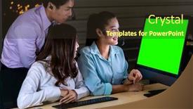  Presentation with technical service - Colorful presentation theme enhanced with late-night-environment-friendly-call backdrop and a wine colored foreground