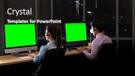  Presentation with call center - Theme having late-night-environment-rear-view background and a black colored foreground