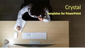  Presentation with call center - Slides having late-night-environment-top-view background and a wine colored foreground