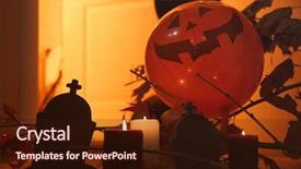  Presentation with creative - PPT theme having late night events - creative decorations for halloween indoors background and a wine colored foreground