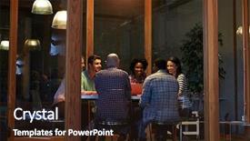  Presentation with teachers working around a table - Beautiful slide deck featuring late night meeting around table backdrop and a wine colored foreground