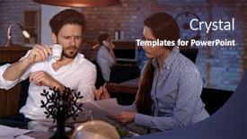  Presentation with late - Cool new presentation design with late-night-work-in-office backdrop and a tawny brown colored foreground