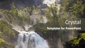  Presentation with waterfalls - Presentation theme having latefossen-is-one background and a dark gray colored foreground