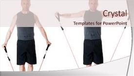  Presentation with resistance - Presentation theme consisting of lateral raise exercise with resistance band studio shot over white background and a lemonade colored foreground