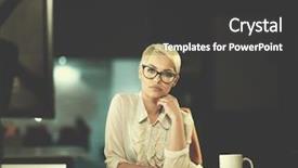  Presentation with dark night - Beautiful slide set featuring lateral thinking - beautiful young woman working backdrop and a  colored foreground