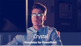  Presentation with dark night - Beautiful PPT theme featuring lateral thinking - young man working on computer backdrop and a ocean colored foreground