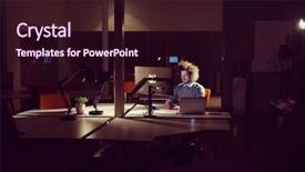  Presentation with later - PPT layouts enhanced with lateral thinking - young man working on computer background and a  colored foreground