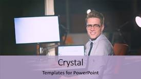  Presentation with dark night - Cool new PPT theme with lateral thinking - young man working on computer backdrop and a  colored foreground