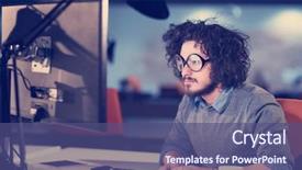  Presentation with dark night - Colorful slide deck enhanced with lateral thinking - young man working on computer backdrop and a  colored foreground