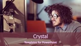  Presentation with dark night - Slide deck featuring lateral thinking - young man working on computer background and a  colored foreground