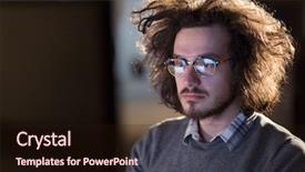  Presentation with later - PPT layouts with lateral thinking - young man working on computer background and a  colored foreground