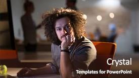  Presentation with dark night - Colorful slide deck enhanced with lateral thinking - young man working on computer backdrop and a  colored foreground