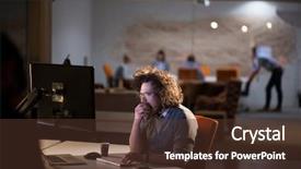  Presentation with dark night - Audience pleasing PPT theme consisting of lateral thinking - young man working on computer backdrop and a tawny brown colored foreground