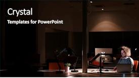  Presentation with dark night - Slides enhanced with lateral thinking - young man working on computer background and a  colored foreground